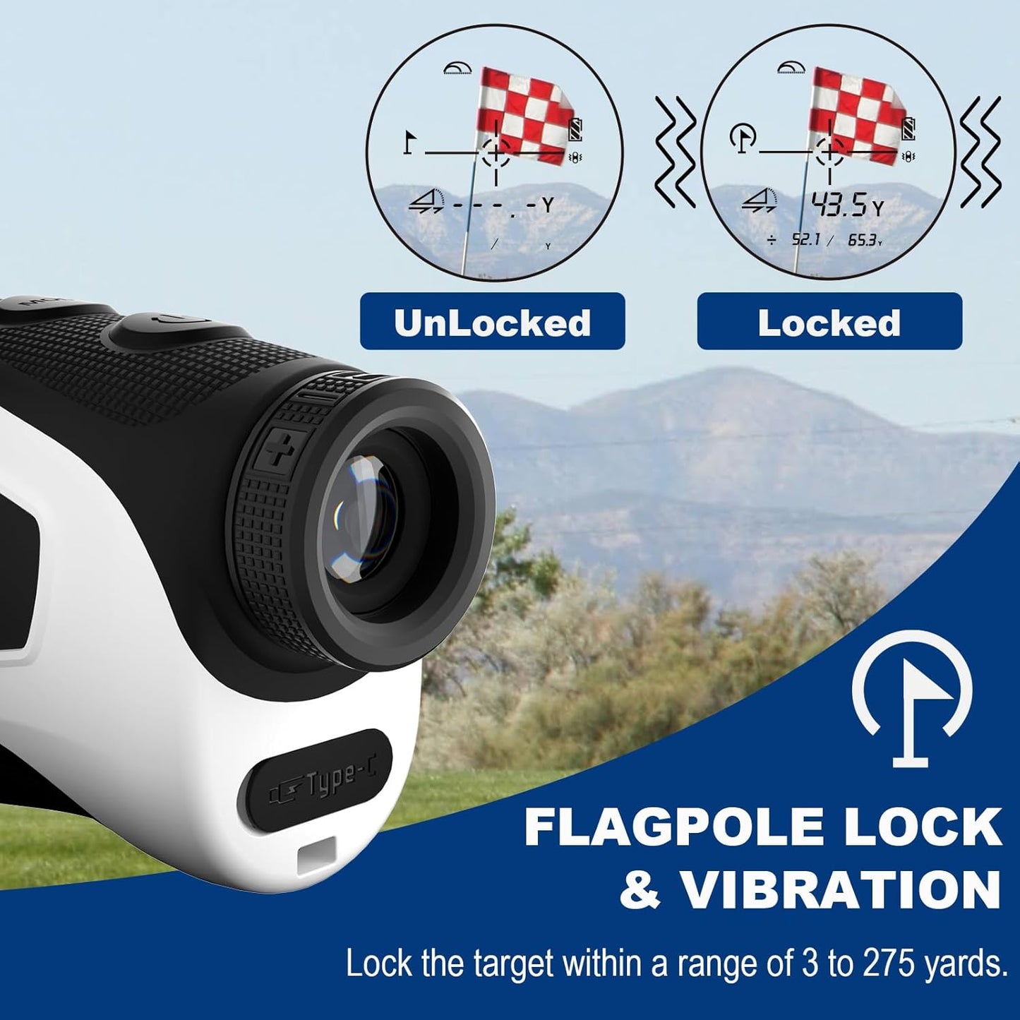 Golf Rangefinder JIEHOME X3 Rangefinder with Slope, Flagpole Locking & Vibration, 660/1100YDS Laser Rangefinder for Golfing/Hunting, Rechargeable Distance Measuring Range Finder, Built-in Magnetic