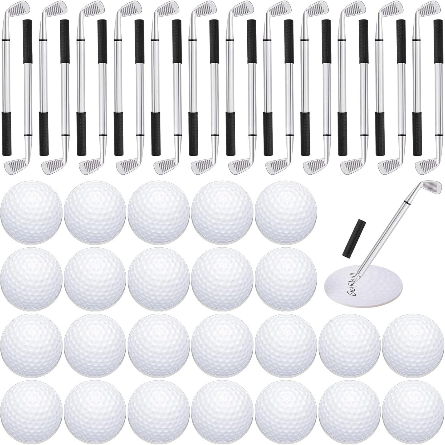 Estune 24 Pack Golf Ballpoint Pen and Sticky Notes Cool Golf Party Favors Mini Decorative Funny Sports Golfing Club Props Black Gel Ink for Office Coworkers Stationery Gift Supply