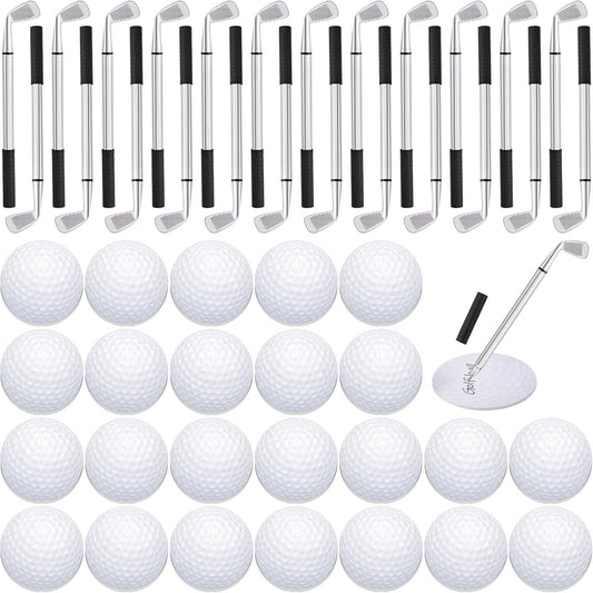 Estune 24 Pack Golf Ballpoint Pen and Sticky Notes Cool Golf Party Favors Mini Decorative Funny Sports Golfing Club Props Black Gel Ink for Office Coworkers Stationery Gift Supply
