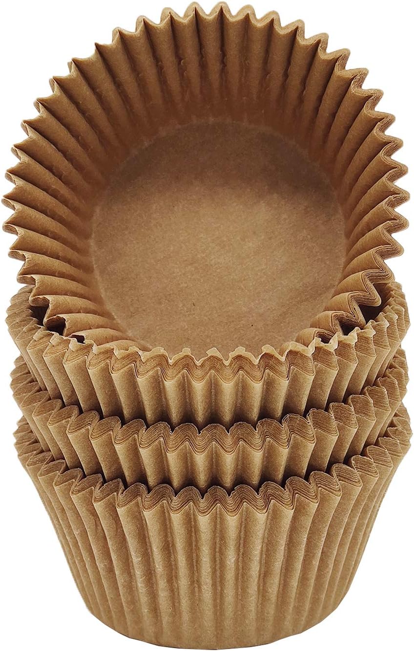Premium Natural Greaseproof Cupcake Liners Muffin Paper Baking Cups Standard Size, 100-Count
