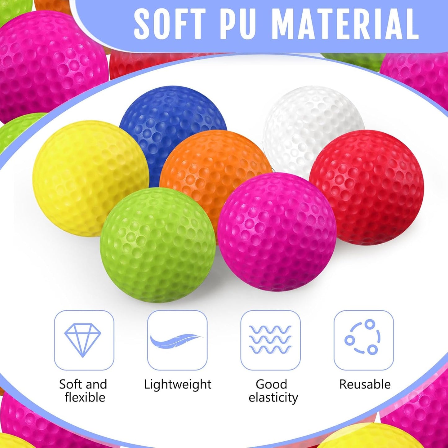 Junkin 24 Pcs Foam Golf Practice Balls Realistic Feel and Flight Training Sport Balls Elastic Soft Foam Golf Balls for Indoor or Outdoor Backyard Training