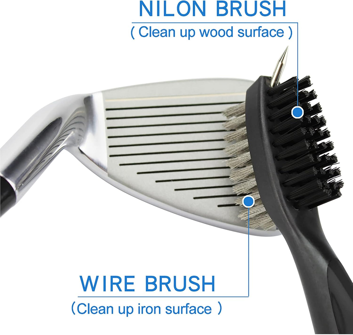 VIPMOON Golf Club Groove Sharpener Tool, Golf Brush and Groove Cleaner with Retractable Zip-line Aluminum Carabiner, Groove Sharpener Golf for Wedge & Irons, U & V-Grooves, Golf Accessories for Men