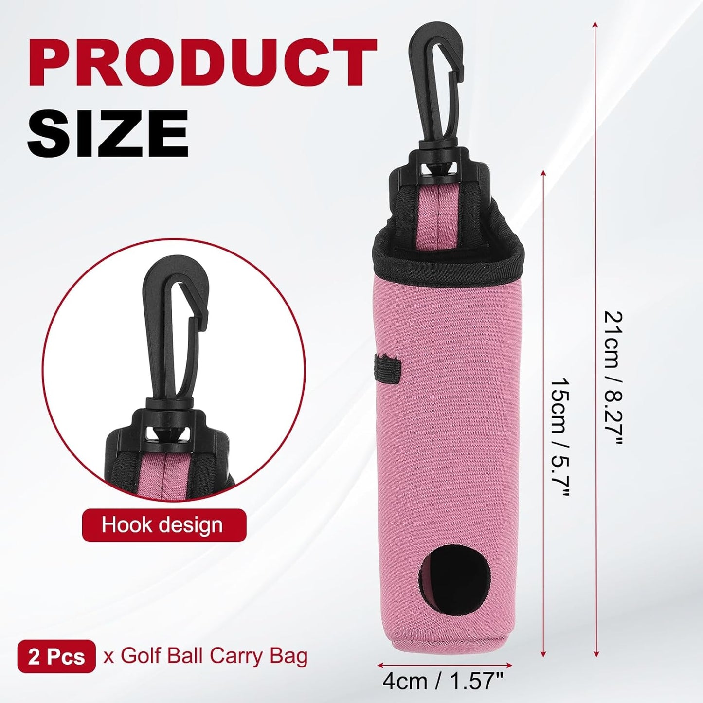 uxcell Golf Ball Carry Bag, Waist-Mounted Storage Bag Neoprene Golf Tee Holder Pouch with Lightweight Hook for Men and Women