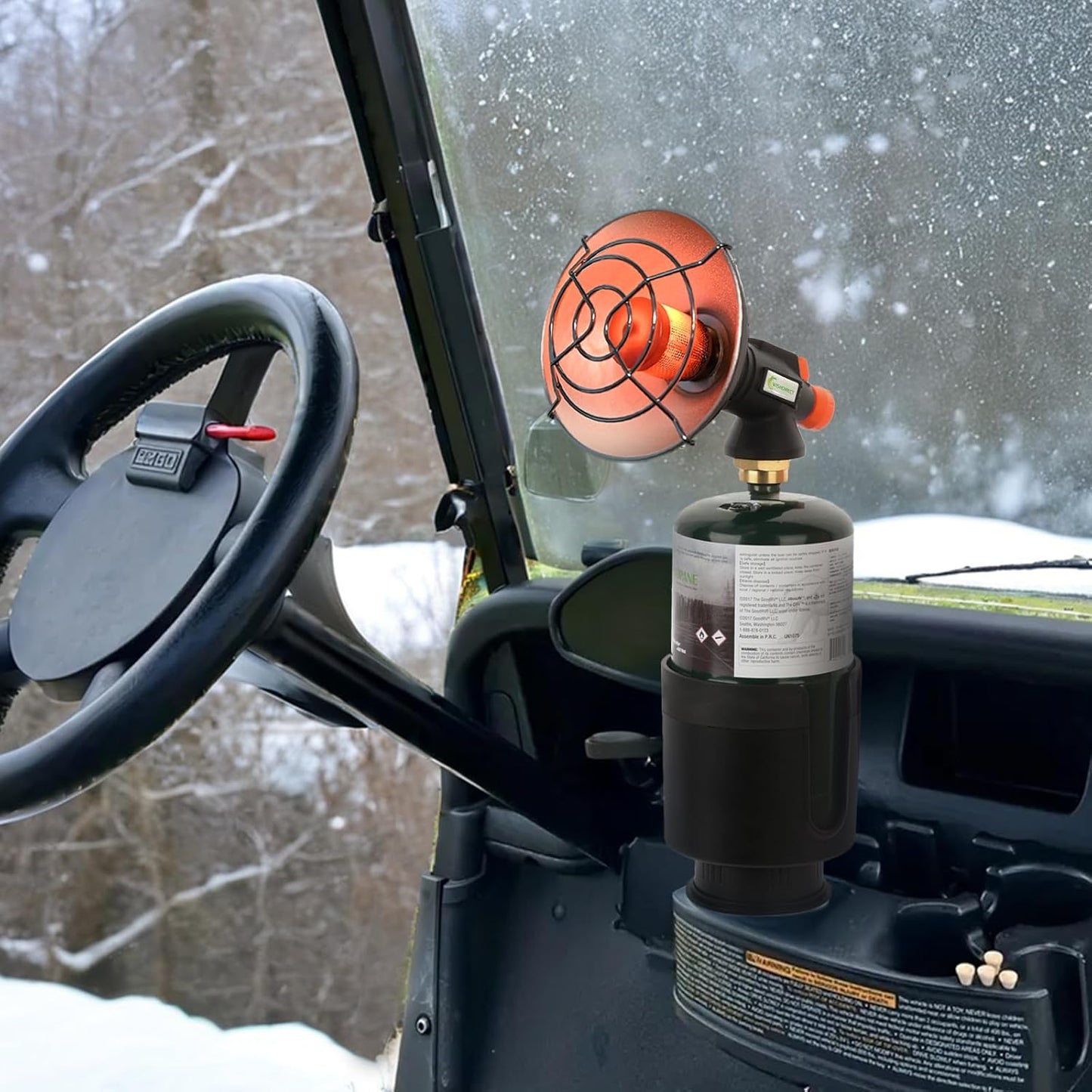 Golf Cart Cup Holder Adapter, Universal Expandable Golf Cart Heater Holder Compatible with 16 Oz/1 Lb Propane Tank and Most Golf Carts