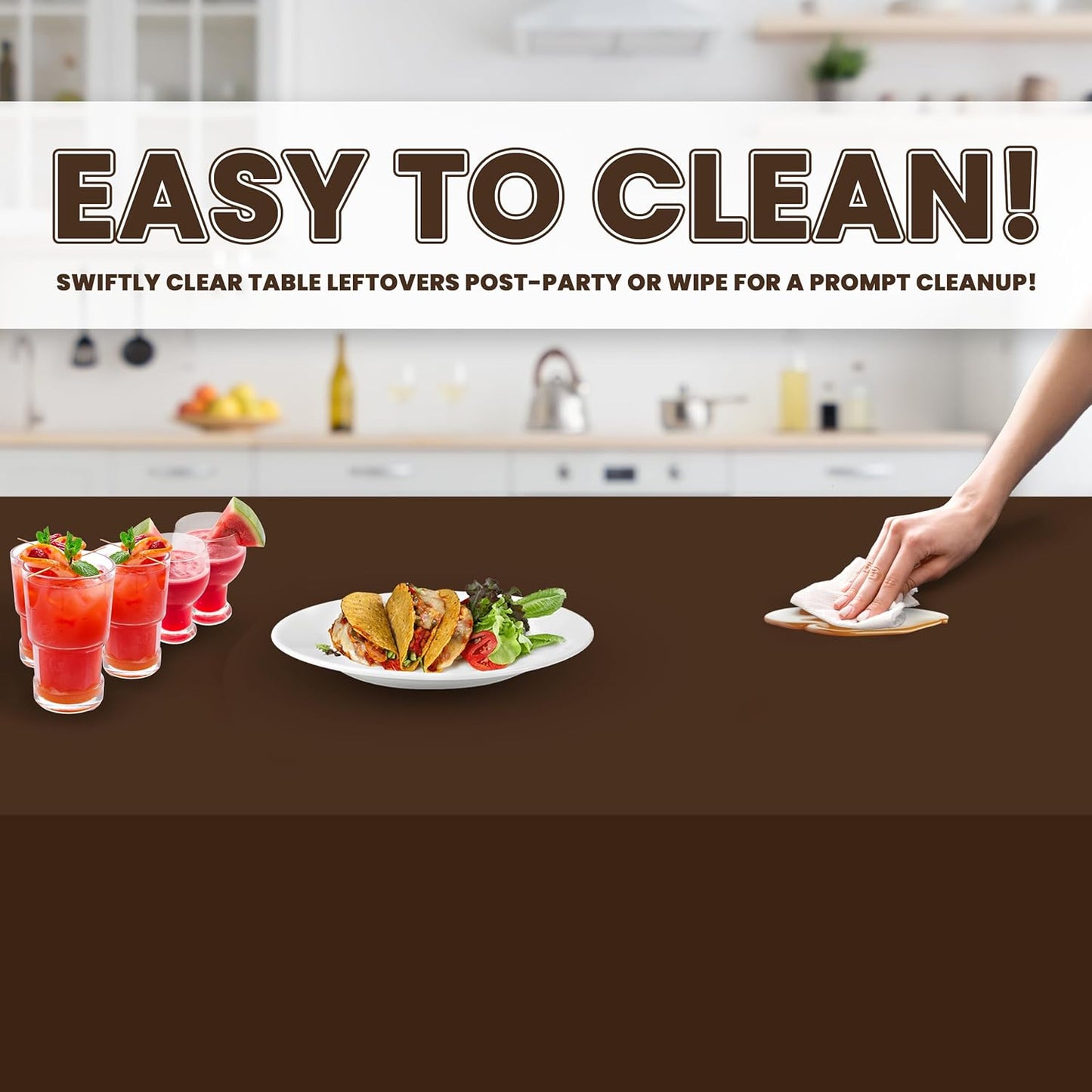 Grandipity 12 Pack Premium Disposable Plastic Tablecloth 54 Inch. x 108 Inch. Decorative Rectangle Table Cover - Brown