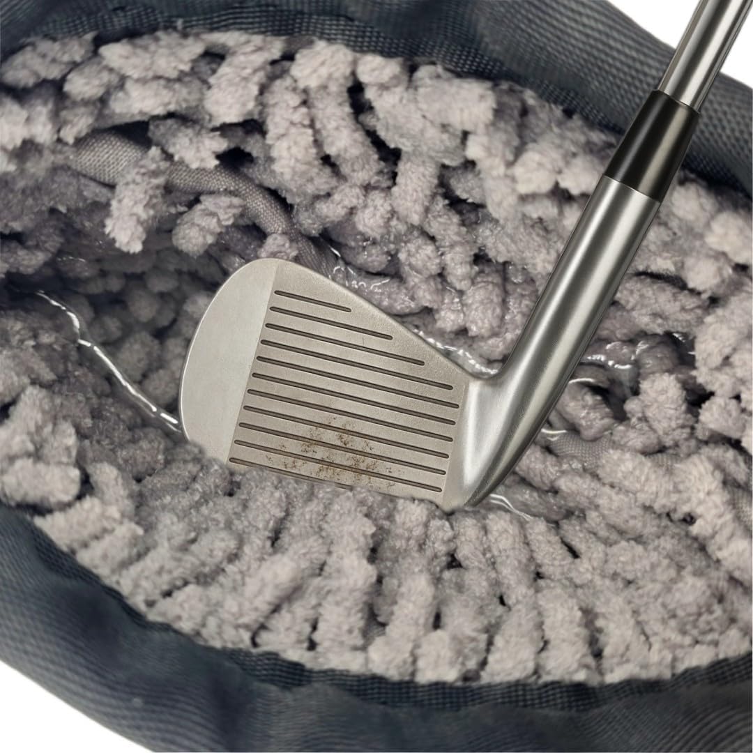 FAR&STRAIGHT Golf Club & Ball Cleaning Pouch – Soft Microfiber Interior for Gentle Cleaning – Clip-On, Washable Bag