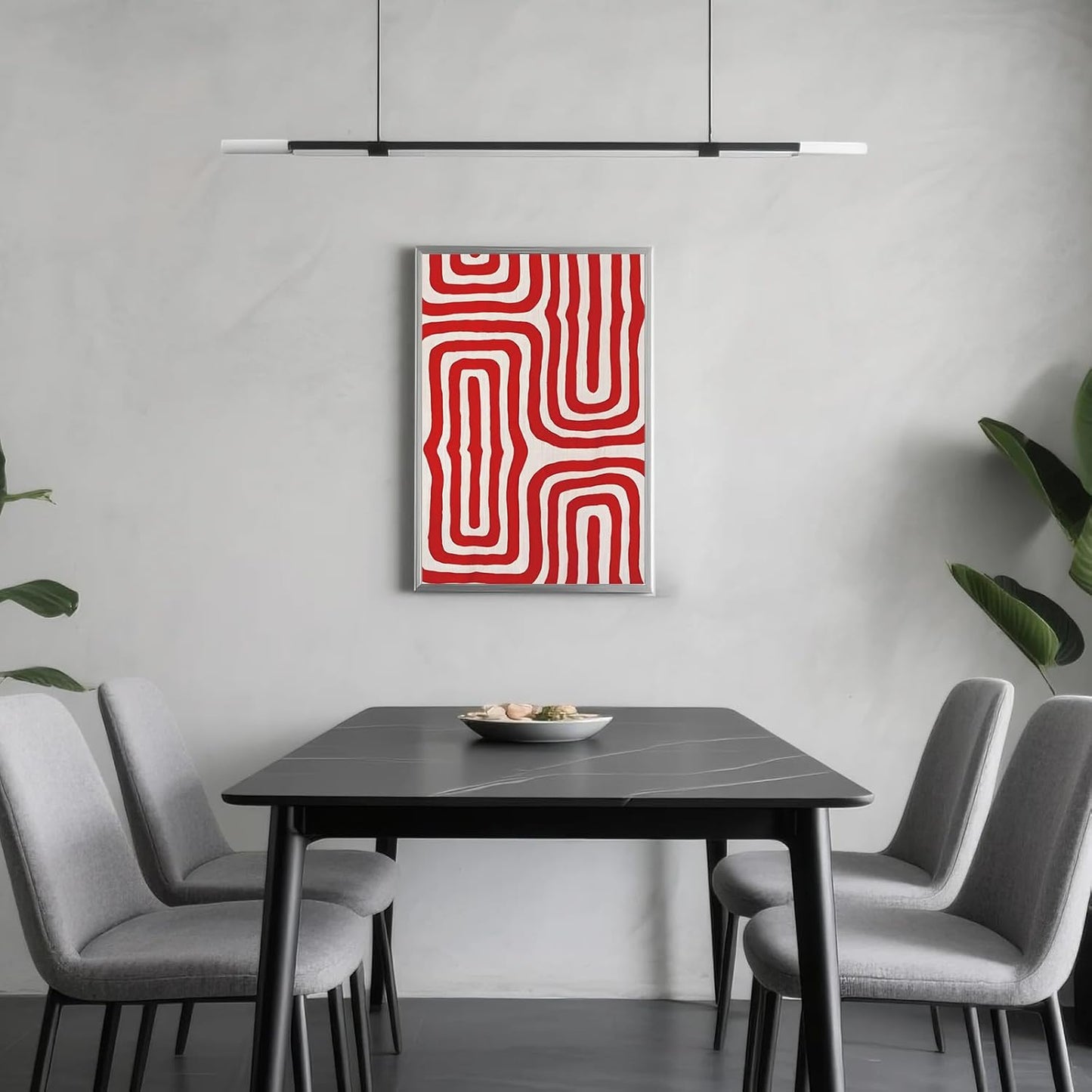 LXLSTORE Red Geometric Wall Art Abstract Print Vintage Wall Art Red Minimalist Paintings Mid Century Modern Art 16x24inch Unframed for Living Room Kitchen Bedroom Home Deco