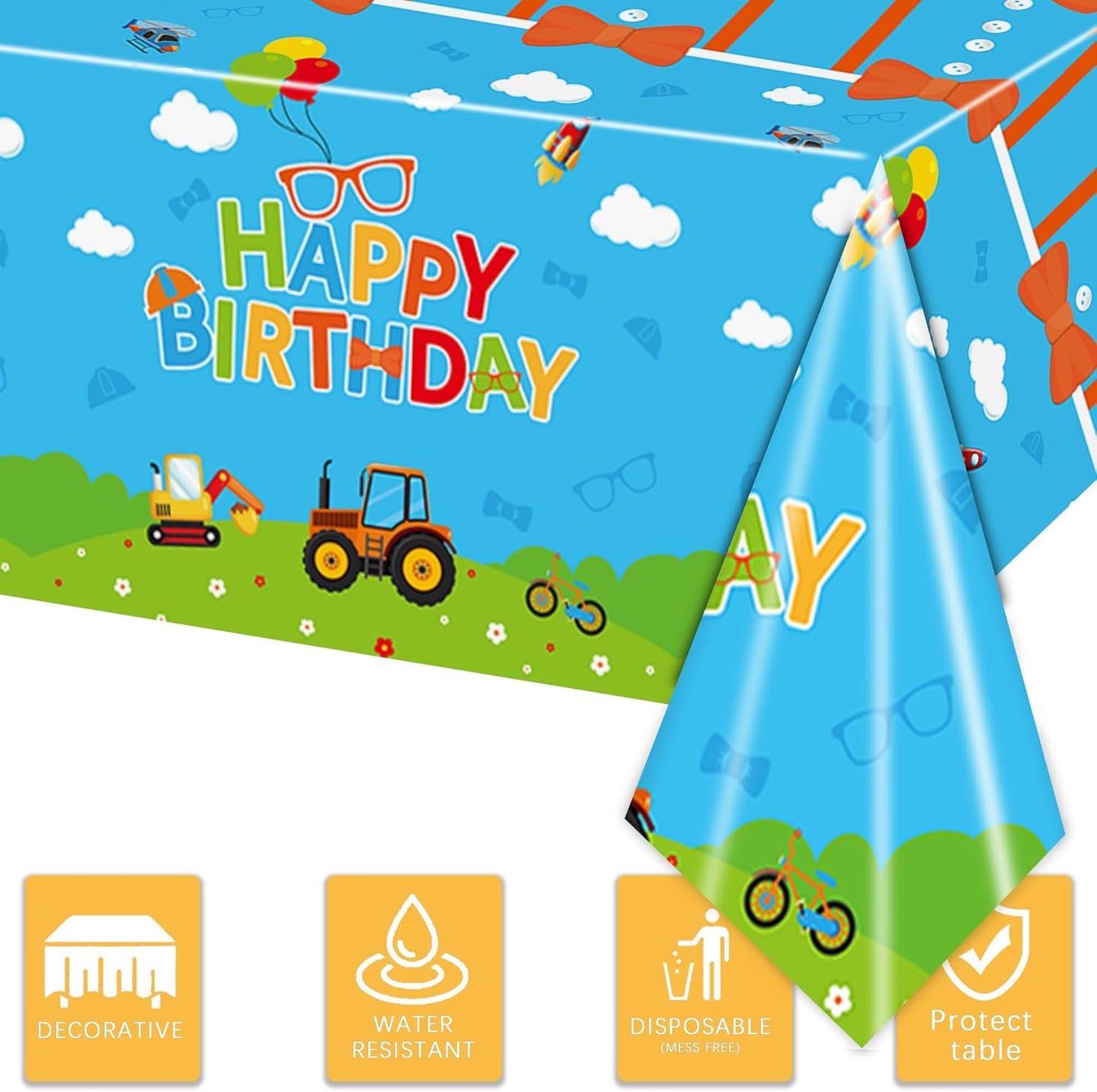 3 PCS English Teacher Tablecloth Party Supplies Plastic Table Cover DecorationsParty Decorations，54 x 108inch