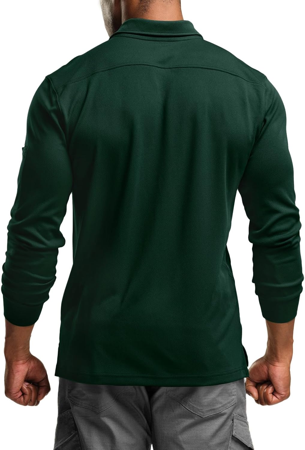 CQR Men's Polo Shirt, Long Sleeve Tactical Shirts, Outdoor UPF 50+ Pique Shirt, Dry Fit Lightweight Golf Shirts