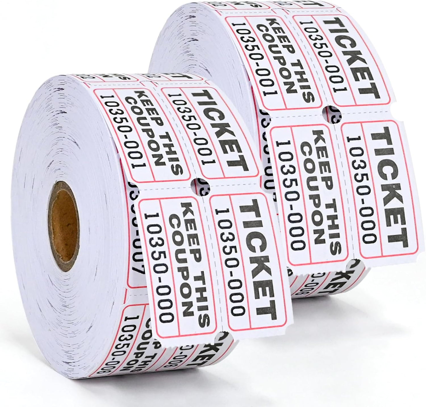 L LIKED 2000 Raffle Tickets 50/50 Raffle Ticket 2 Rolls of 1000 Double Tickets for Events, Entry -White