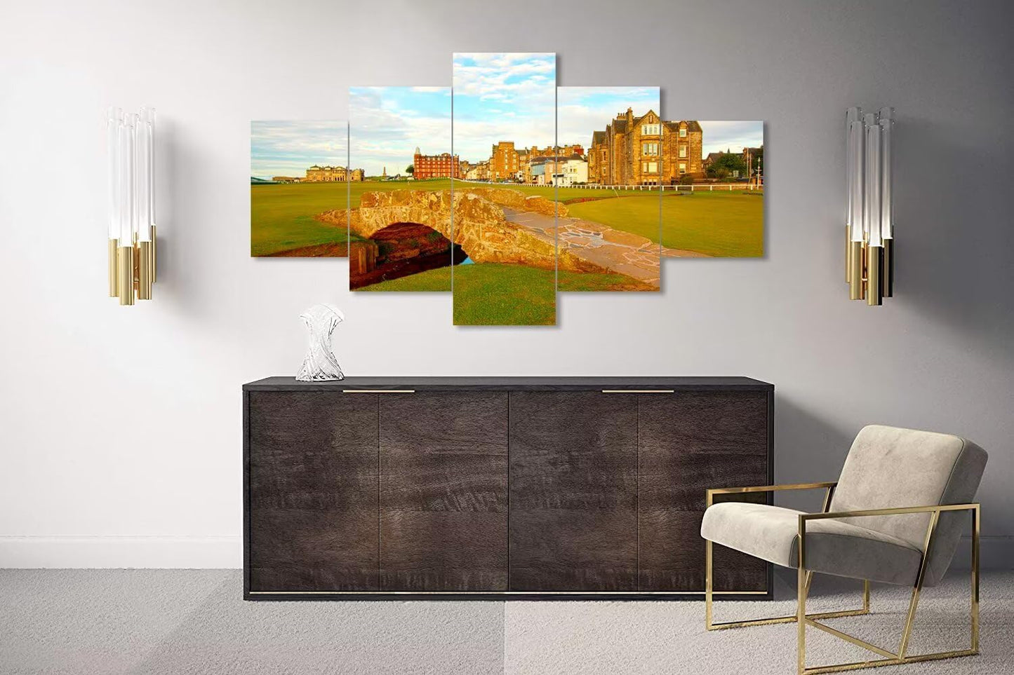 St Andrews Golf Course Wall Art for Living Room Bedroom Home Decorations St Andrews Swilcan Bridge Pictures Posters Framed Artwork Canvas Prints Ready to Hang(60''W x 40''H)