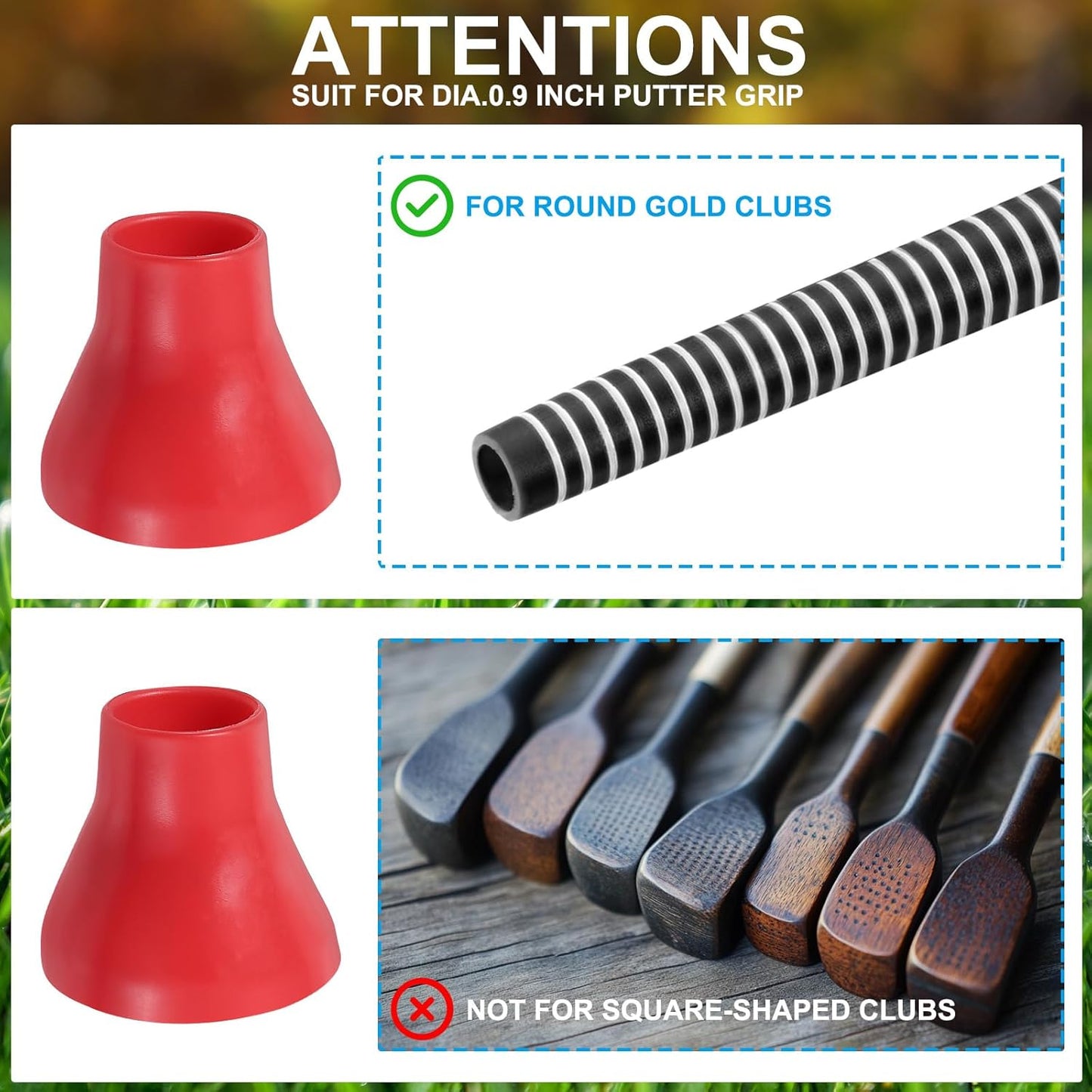 PATIKIL Golf Ball Retriever Grabber, Golf Ball Suction Cup Grabber Rubber Putter Grip Picker Upper Tool for Golfers Putter Swing Handle Accessories