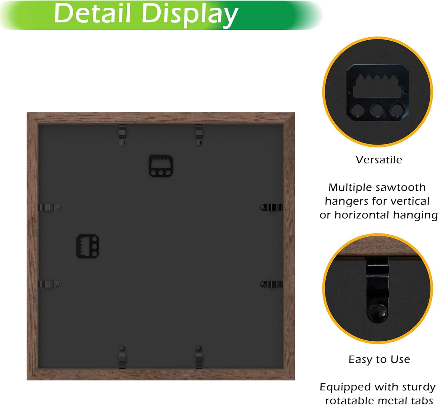 FrameWorks 11” x 11” Dark Oak Wooden Shadow Box Frame – Display Case with Soft Felt Back, Memory Box with Tempered Glass, Display Box with Elegant White Ball Push Pins, Wooden Flower Box
