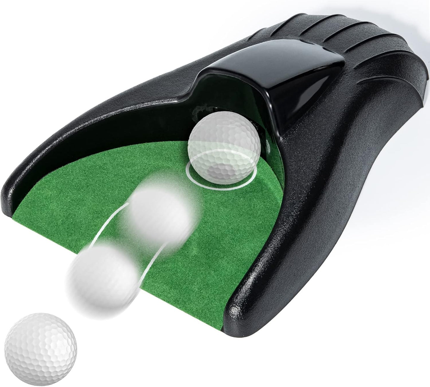 Golf Putting Return Machine - Green with Ball Kick Back Mat, Battery-Powered Return, Practice at Home, Office, Parties