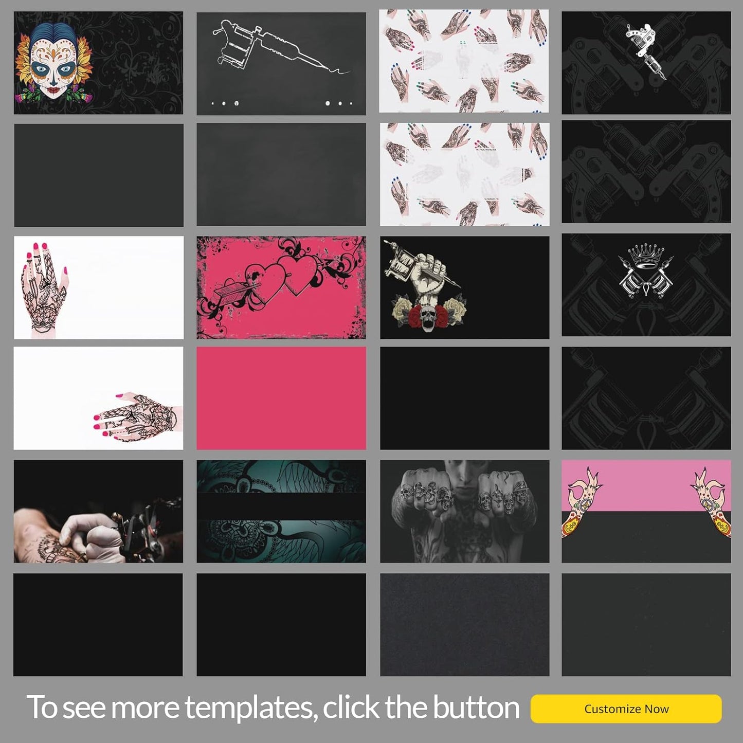 Custom Business Cards 100PCS Double-sided Printing Business Cards Customize with Your Logo Personalized 3.5"x 2" Cards for Business - Tattoo