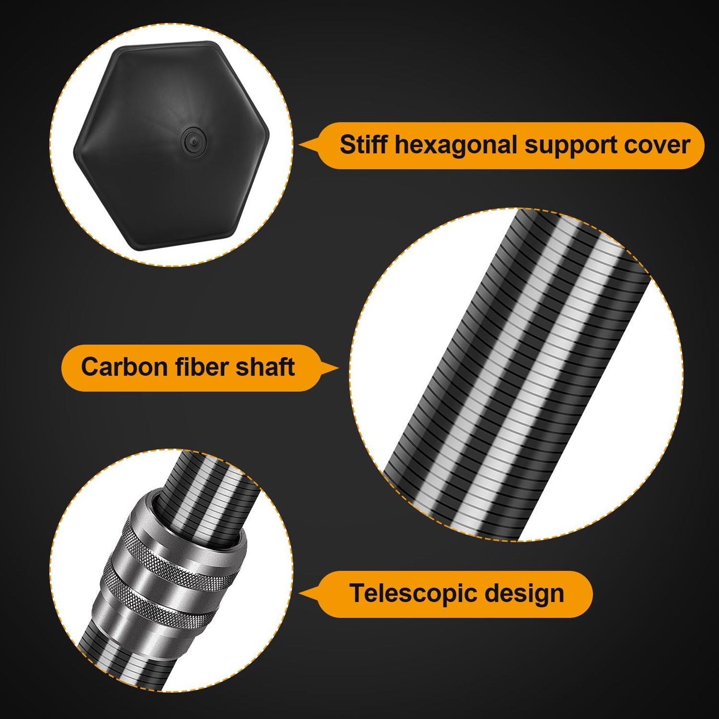 Carbon Fiber Golf Travel Bag Support Pole - Anti-Extrusion Cover and Lightweight Travel Golf Bag Support Rod, Stiff Arm for Golf Travel Bag