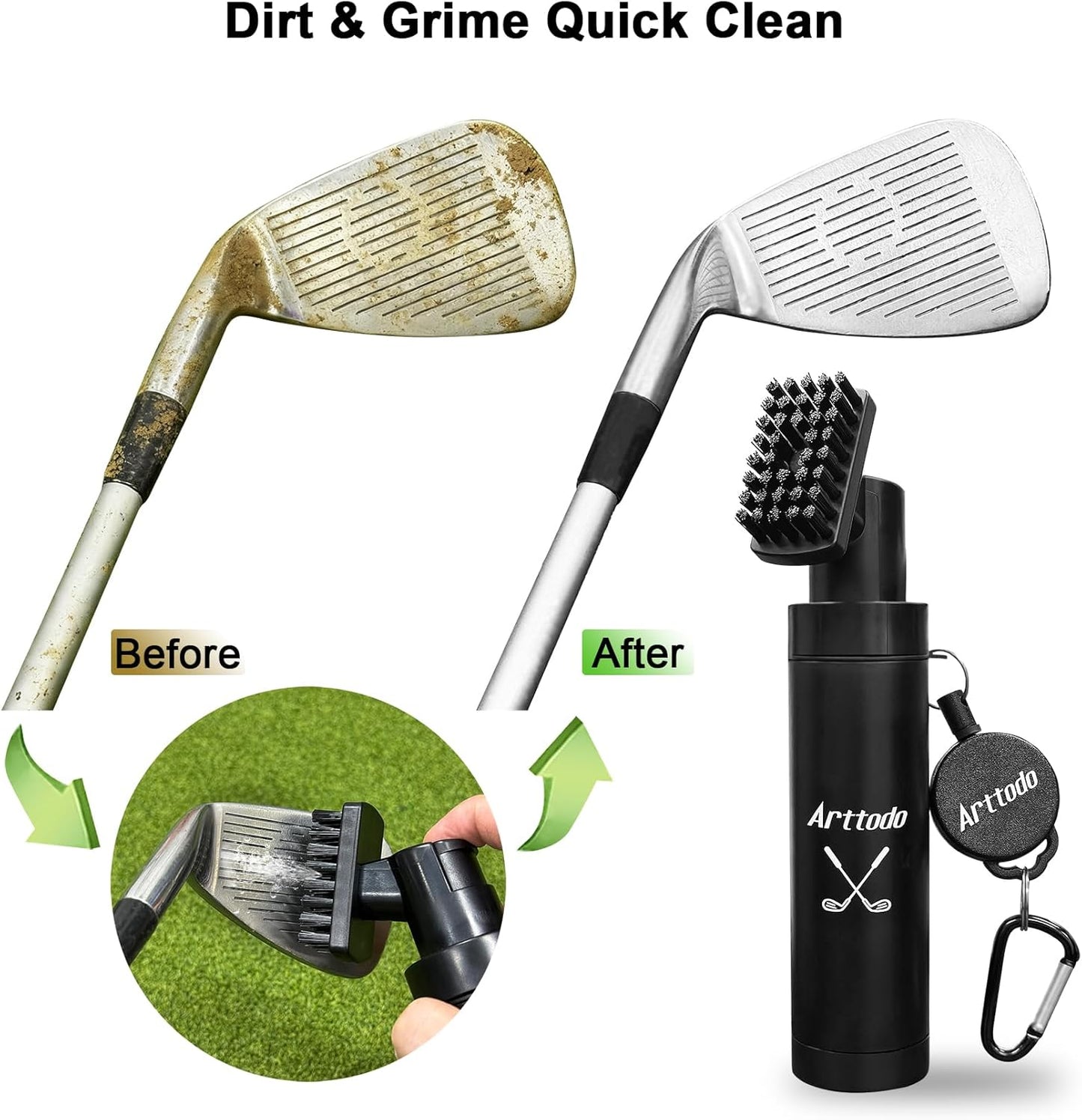 Golf Club Brush Cleaner with Clip, Easy Cleaning with Nylon Bristle, Holds 5 Ounces, Durable and Portable Golf Accessories Keeping Your Golf Clubs Clean