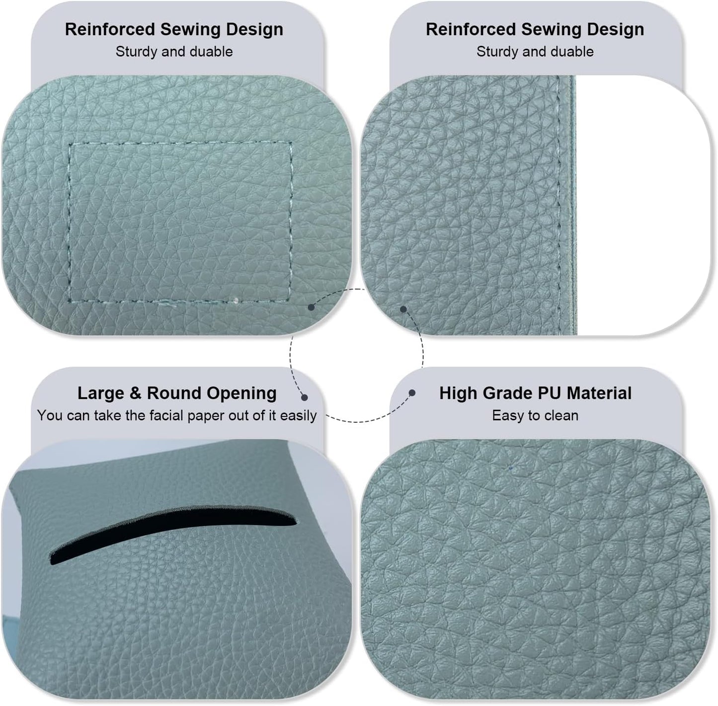 Tissue Box Cover 5X5X5'' PU Leather Tissue Holder Square Tissue Cube Box Organizer for Bathroom Vanity Countertop, Car, Night Stands, Office, Home, Kitchen (1Pack, Light Blue)