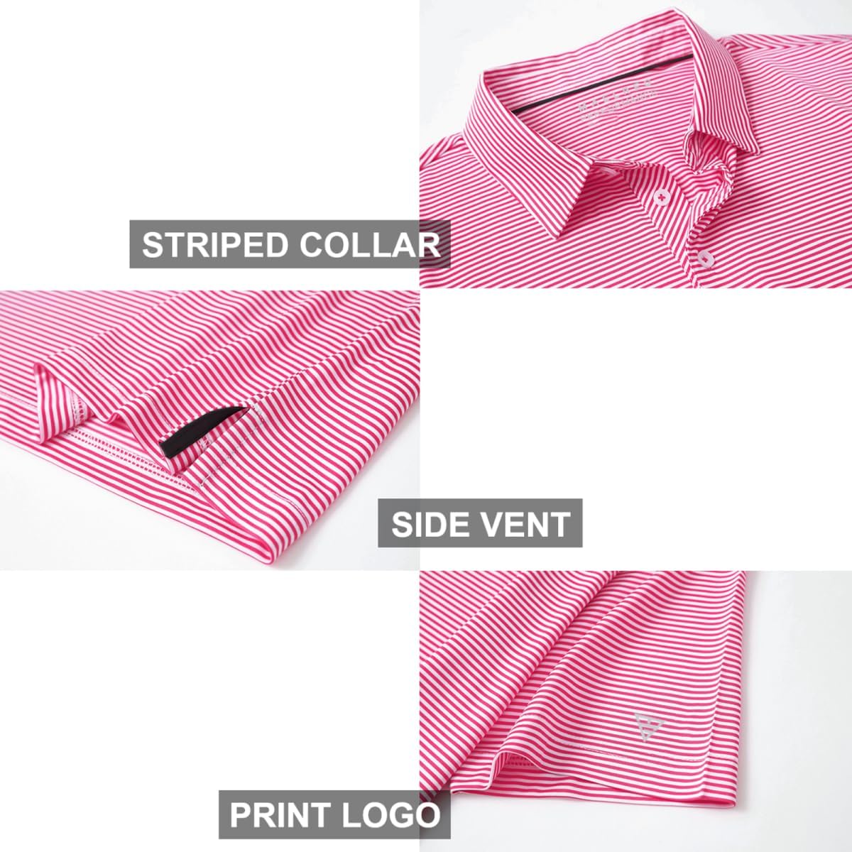 Golf Shirts for Men Dry Fit Short Sleeve Print Performance Moisture Wicking Polo Shirt