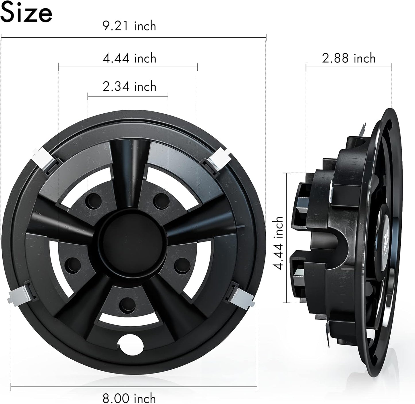 10L0L Golf Cart Wheel Covers Hub Caps for EZGO, Club Car, Yamaha - 8 Inch Snap-on Installation, Black, Set of 4