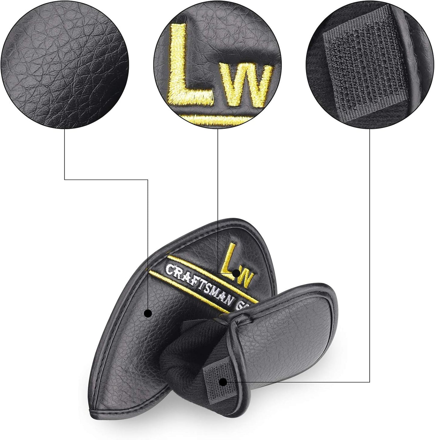 CRAFTSMAN GOLF 12pcs or 1pc Black Leather Golf Iron Head Covers Set Headcover Colorful Number Embroideried for Callaway Ping Taylormade Cobra Also Custom Version w/Your Name