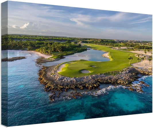 Punta Espada Golf Club Wall Art for Living Room Bedroom Bathroom Home Decorations Punta Espada Golf Course Picture Poster Framed Artwork Ready to Hang(12''H x 16''W)