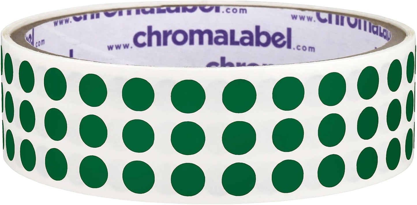ChromaLabel 0.25 Inch Round Label Permanent Color Code Dot Stickers, 1000 Labels per Roll, Forest Green
