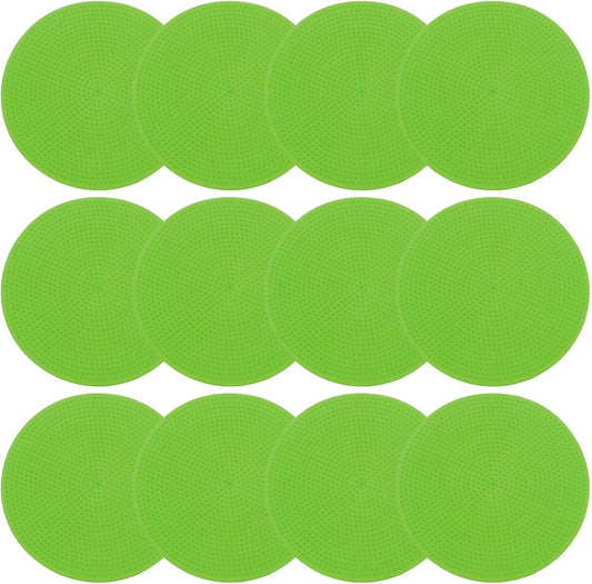 PATIKIL 4 Inch Poly Spot Markers, 12Pcs Non Slip Rubber Floor Dots with Storage Bag Flat Agility Cones for Sports Training Basketball Football