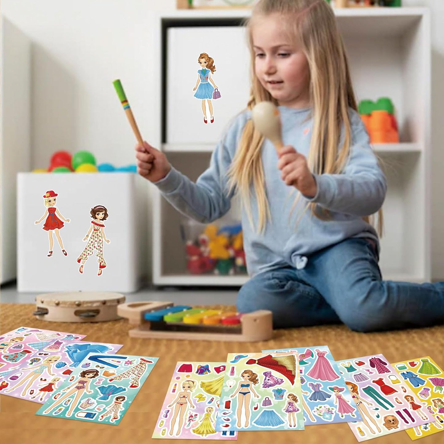 Stickers for Kids, 24 Sheets Dress Up Stickers for Girls, Make Your Own Fairy Princess Sticker, Birthday Party Favor, Classroom Rewards, Art Craft