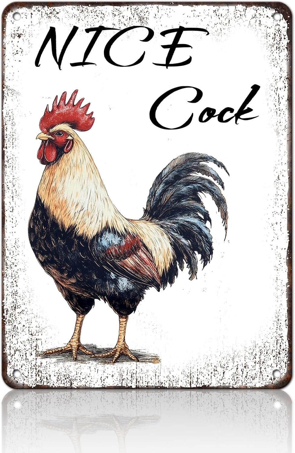 Nice Cock Metal Tin Sign 12x16 Inch Farmhourse Chicken Poster Chicken Tin Sign Home Kitchen Garden Bar Pub Restaurant Are Wall Decor