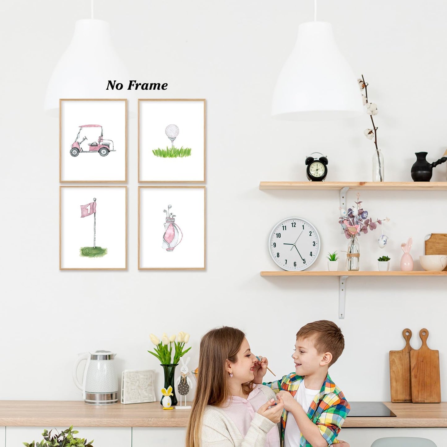 Boat Wades Pink Golf Nursery Decor Unframed Wall Art Prints,Golf Flag Posters & Prints For Home Boys Girls Room Decor,Pink Sports Nursery Posters Pictures 8x10 Set Of 4