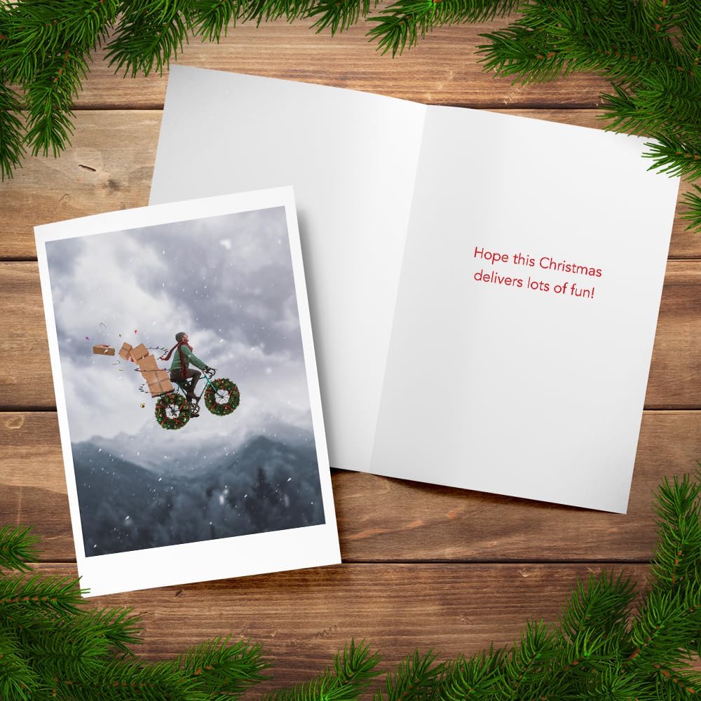 Photographic Christmas Cards, Have a Wheelie Good Holiday (6 Cards with White Envelopes)