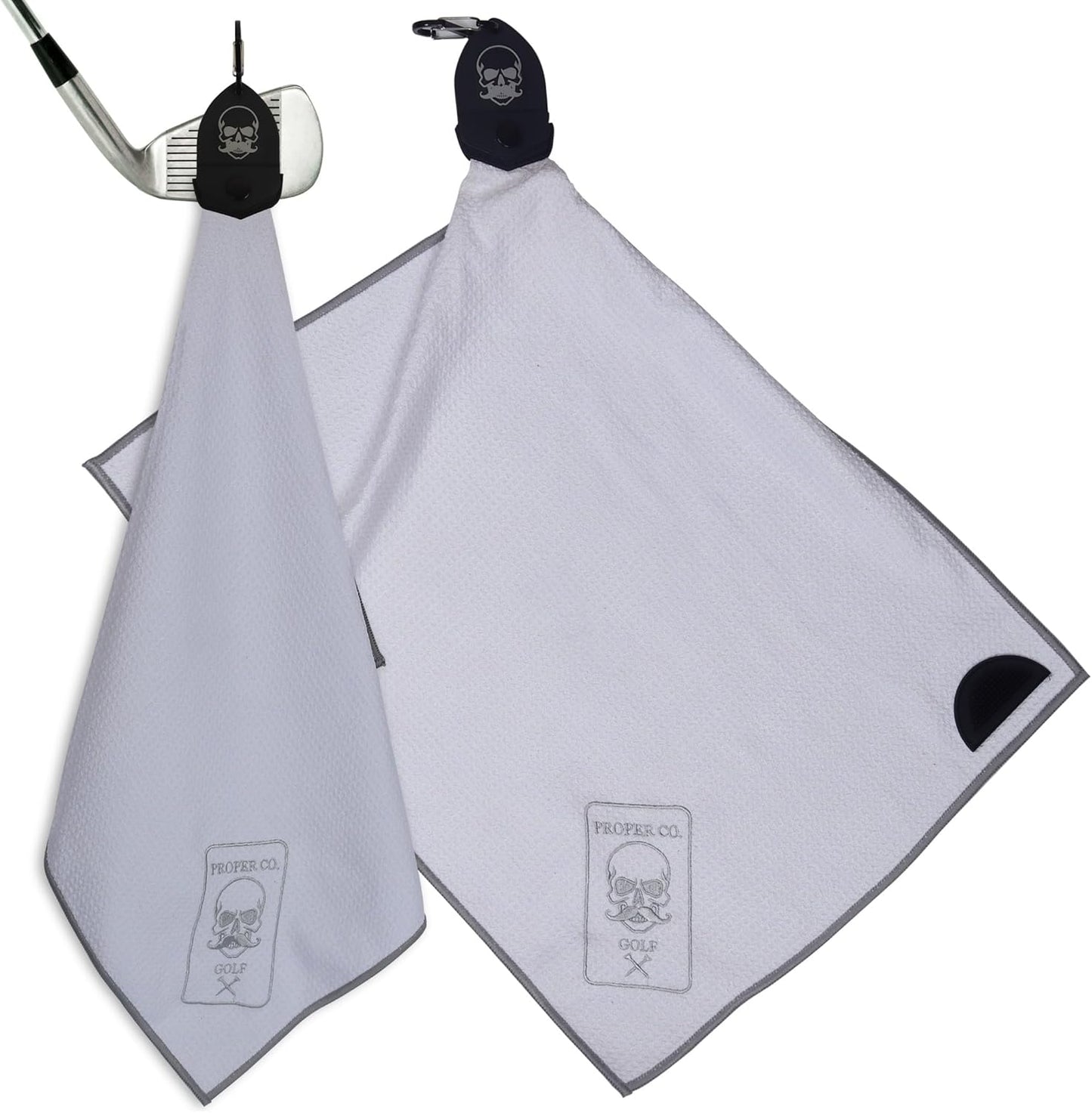 Magnetic Golf Towel (White) Microfiber Golf Towel | Ultra Absorbant Waffle Pattern | Extra Strong Magnet for Golf Cart or Clubs