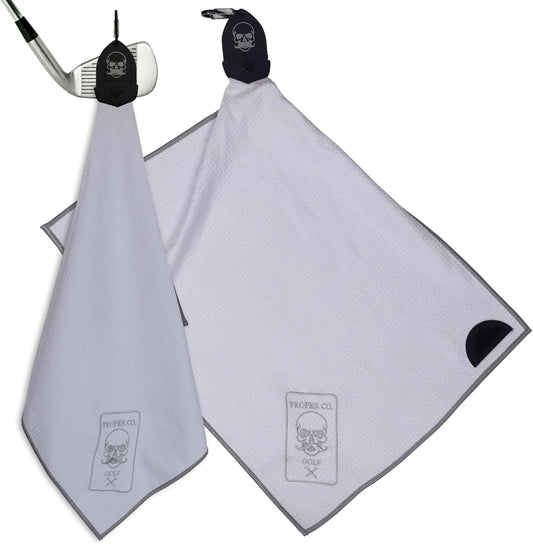 Magnetic Golf Towel (White) Microfiber Golf Towel | Ultra Absorbant Waffle Pattern | Extra Strong Magnet for Golf Cart or Clubs