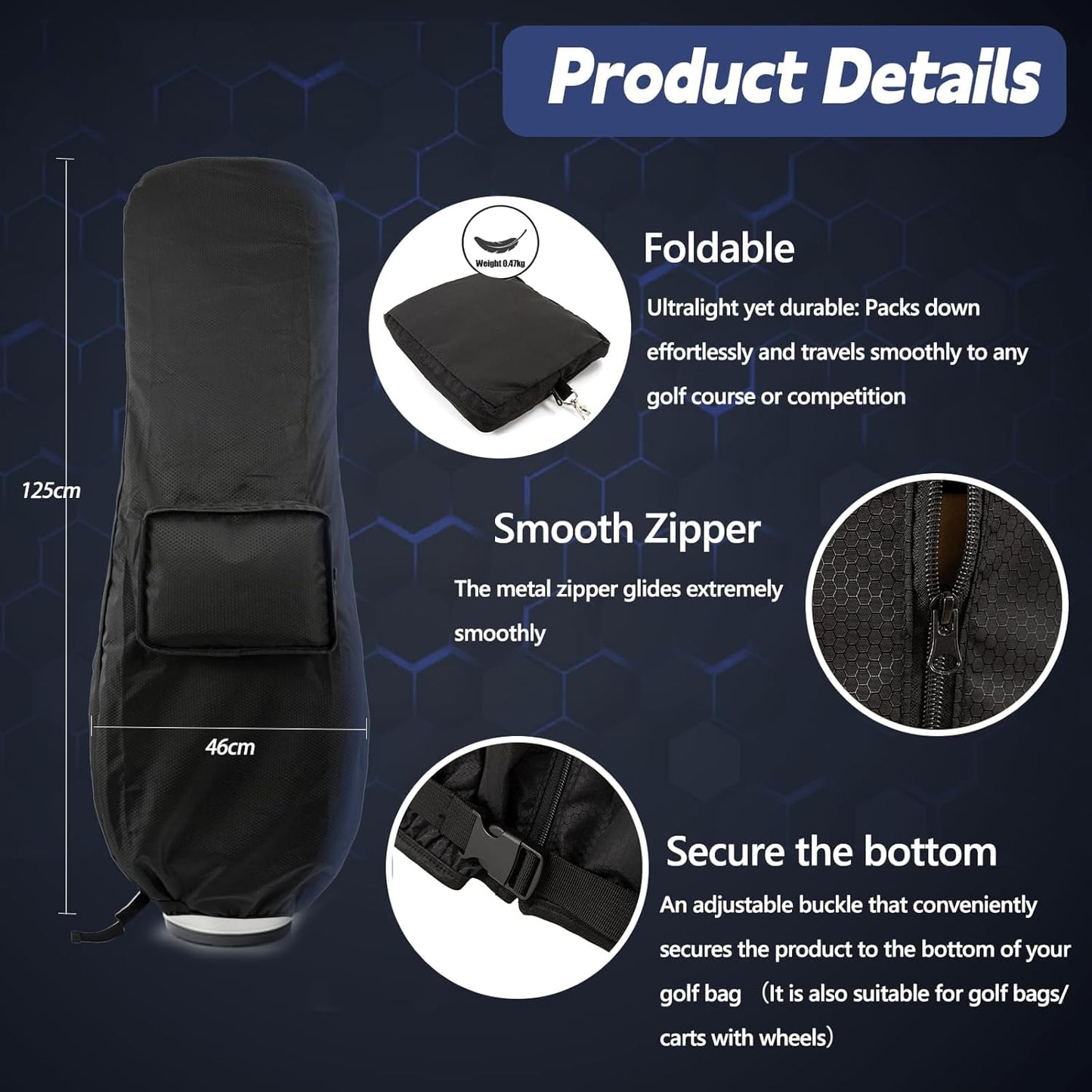 Golf Bag Travel Rain Cover,Golf Bag Rain Cover,Premium Waterproof Lightweight Foldable Easy-clean Durabale Dustproof Protection Traveling Club Covers Airplane Carts Travel Universal Fit