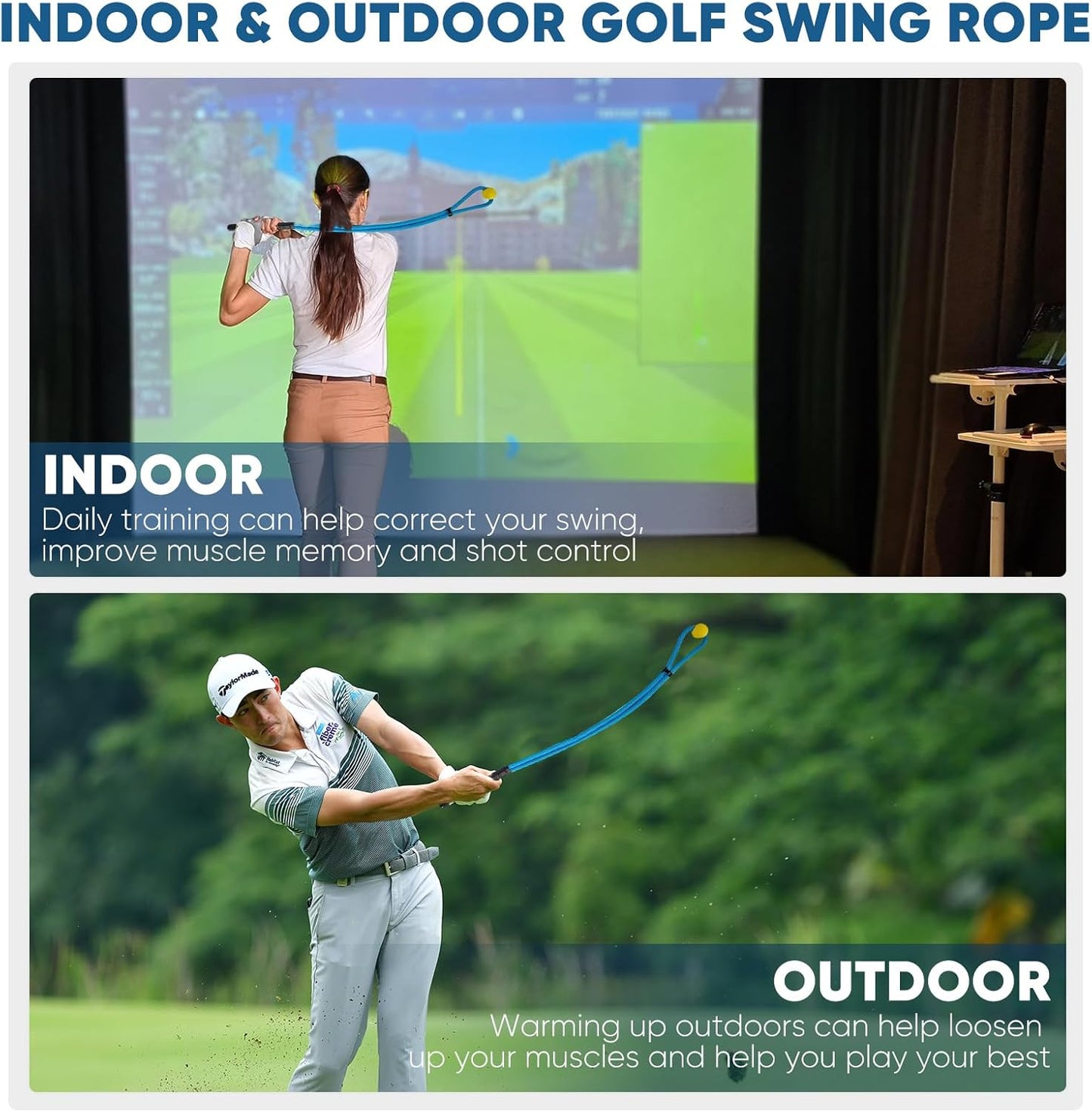 Golf Rope Swing Trainer Professional Golf Swing Rope Training Aid Improved Golfers Swing Speed, Rhythm, Flexibility and Strength Golf Training Aid for Men Women Gift