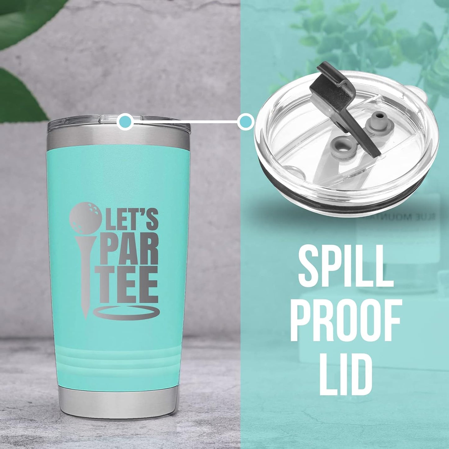 Onebttl Golf Gifts for Men - Funny 20oz Tumbler, Perfect for Golf Dads & Lovers - Teal - Let's Partee