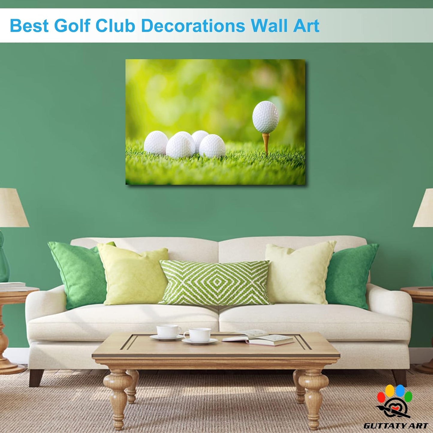 GUTTATY Golf Wall Art, Golf Pictures Posters Canvas Print Wall Decor for Golfer's Man Cave Home Ofice Ready to Hang (28x40 Inches)
