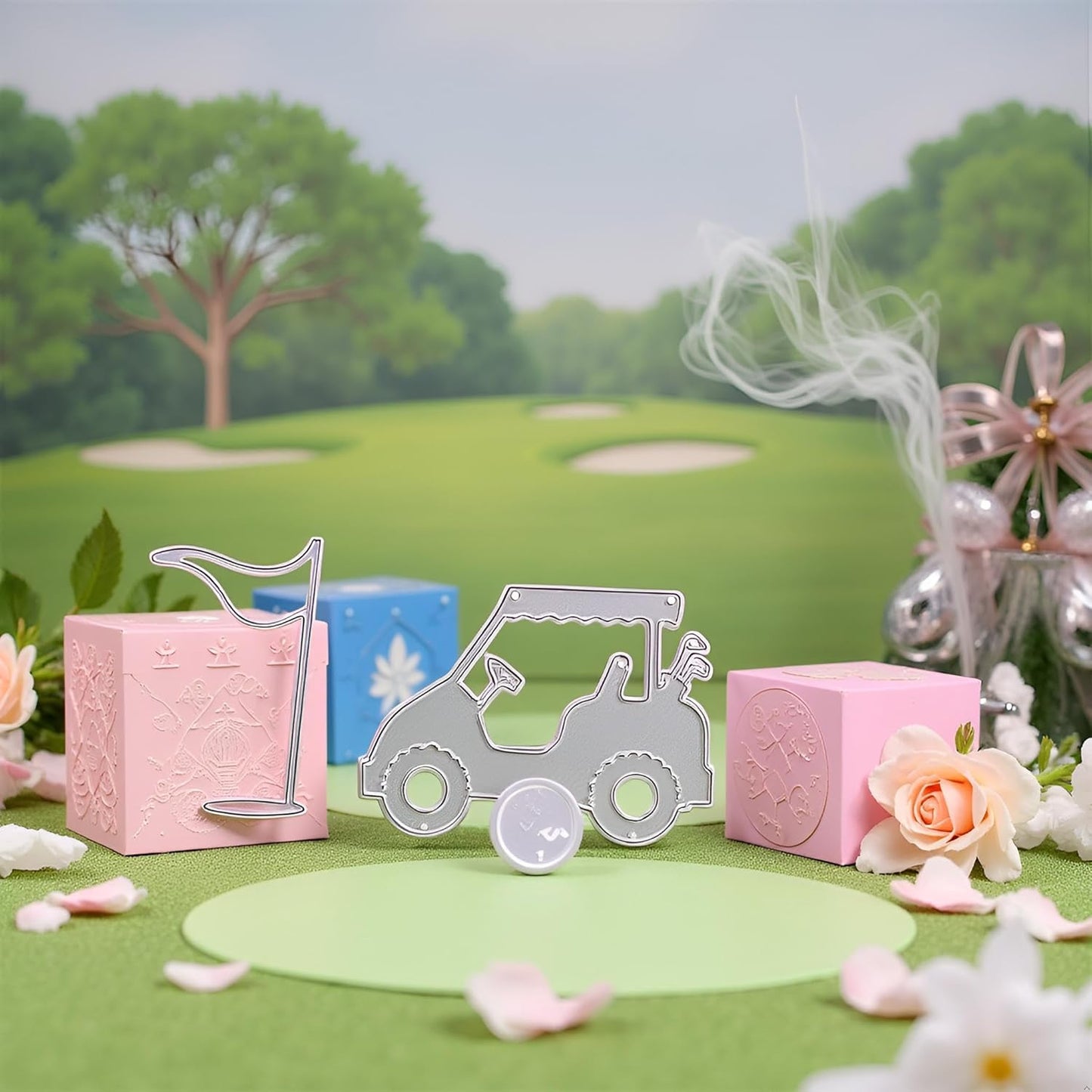 Golfing Tools Die Cut for Card Making, Golf Cart Metal Cutting Dies Congratulations Die Cuts Birthday Embossing Stencils Template for DIY Scrap-Booking Decor Wedding Birthday Blessing Card