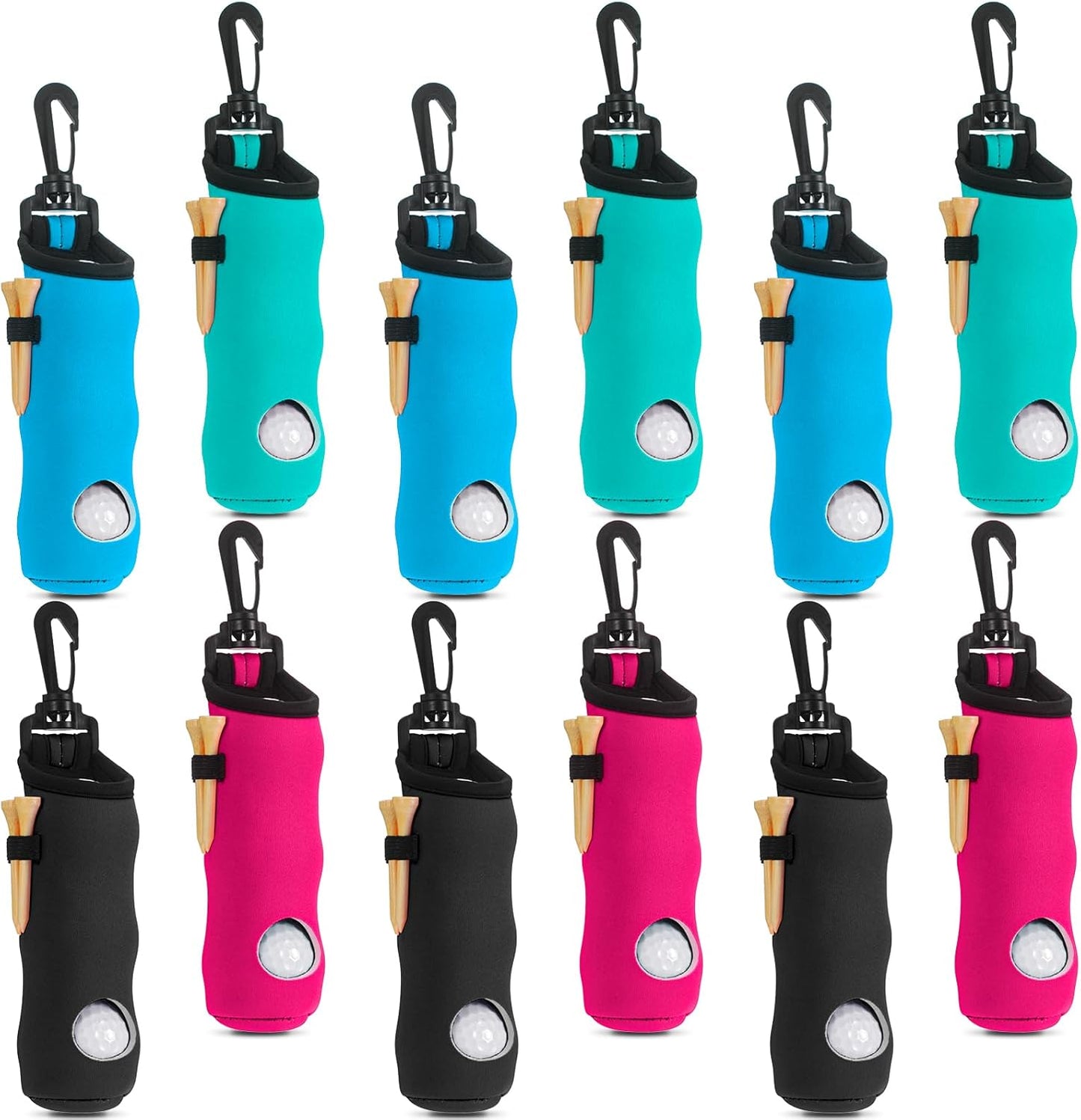 WILLBOND 12 Pcs Golf Ball Tee Holder Neoprene Pouch Golf Ball Carry Bag Multicolor Portable Accessories for Man Woman