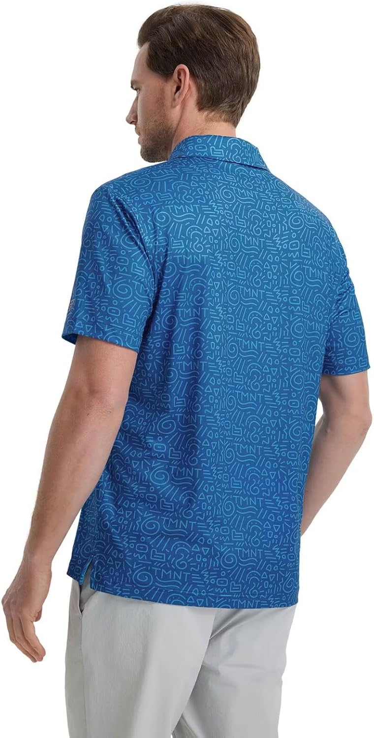 M MAELREG Mens Golf Shirt Short Sleeve Dry Fit Print Moisture Wicking Performance Patterns Collared Polo Shirt