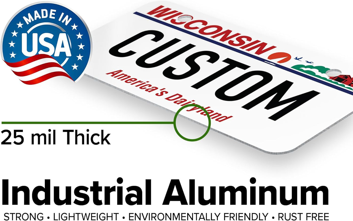 Mini License Plates, Personalized License Plates, Custom for Car, Bikes, ATV, Kids Car, Golf Cart, Jeep, 2x4 Inch, Rust-Free Fade Resistant Aluminum, USA Made by My Sign Center (Wisconsin)