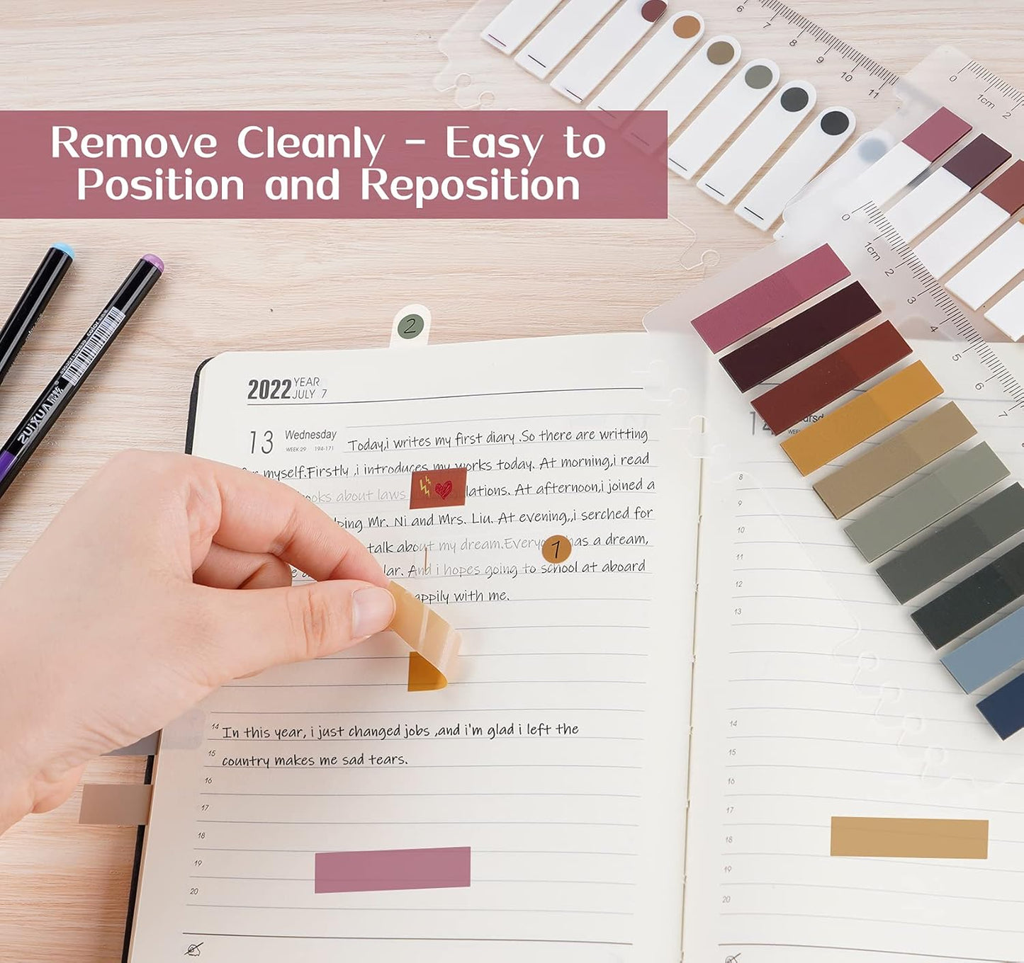 1200 pcs Sticky Tabs- Page Markers Sticky Note Tabs, Colorful Macaron Page Tabs,Writeable and Repositionable Book Tabs,Waterproof Index Tabs Adhesive Strips for Files, Notebooks