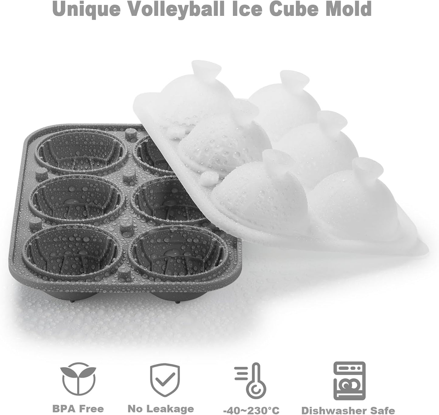 Nax Caki 3D Volleyball Ice Cube Tray, Large Volleyball Silicone Fun Shapes Whiskey Ice Mold with Funnel for Cocktails, Bourbon,Brandy, Whiskey Gifts for Men