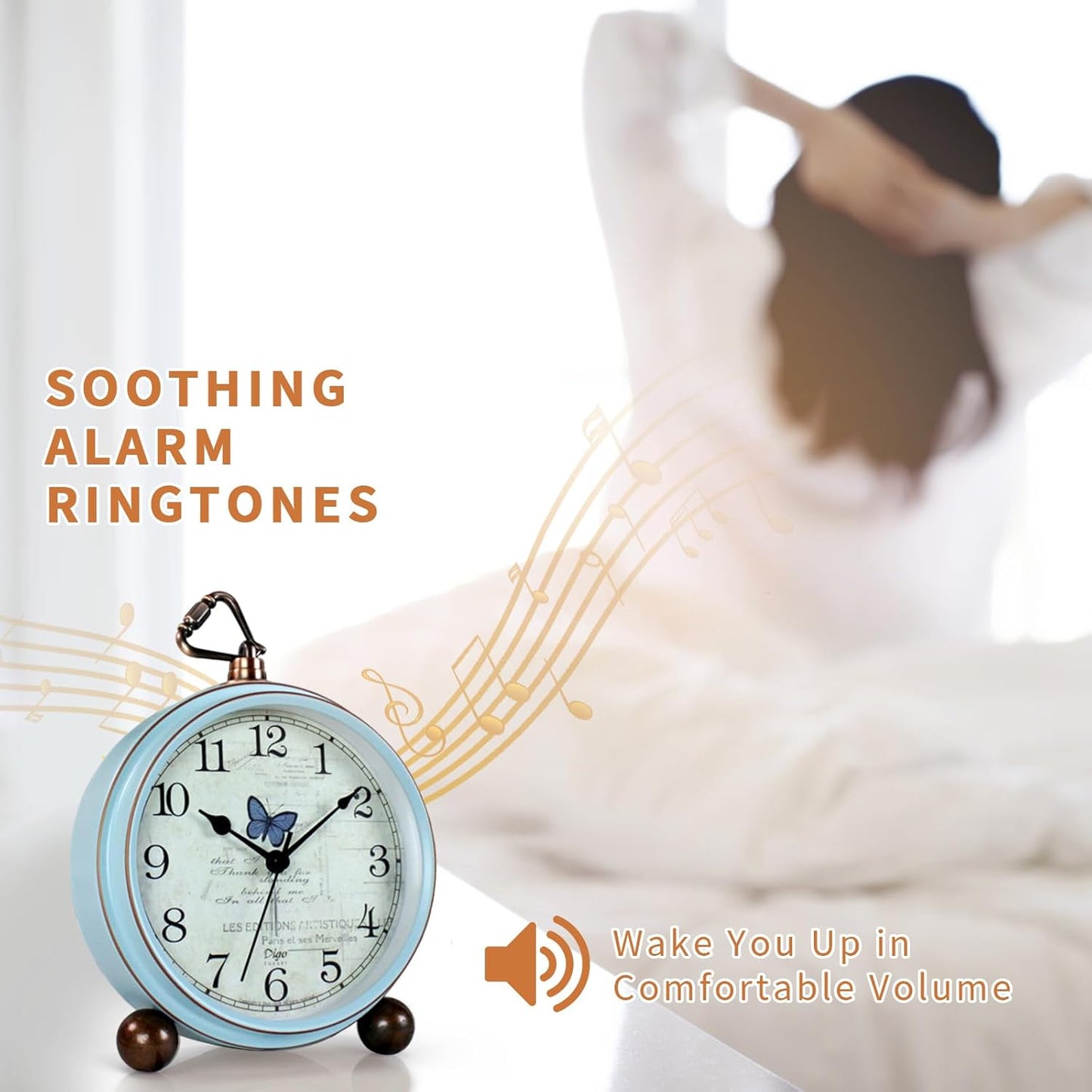 Maxspace 5.2in Analog Clock, Retro Silent Desk Clock Non-Ticking & Battery Operated with Quartz Movement,Clock Decor for Bedroom Living Room