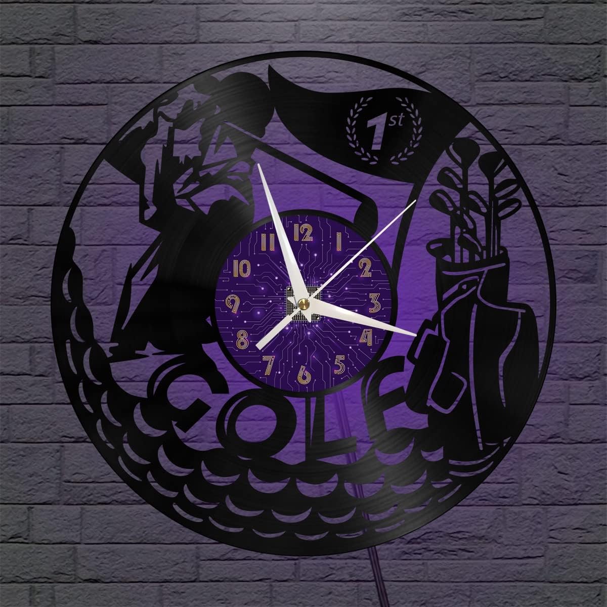 Generic Golf Decoration Vinyl Wall Clock, Vinyl Record Clock Wall Art Silent & Non-Ticking(12 inchs P-LED), Purple