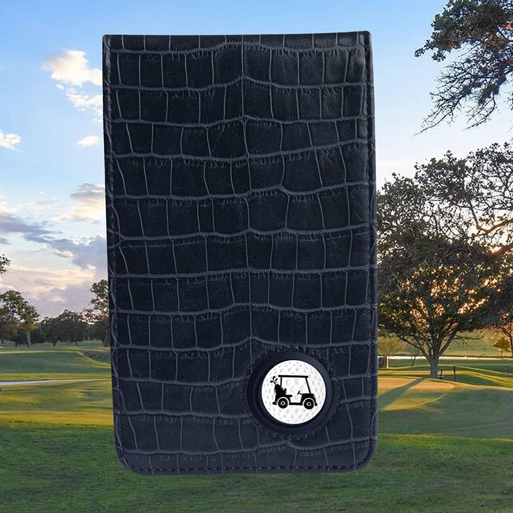Myartte Golf Scorecard Holder Cover Yardage Book Cover with Golf Ball Marker and A Free Pencil 4.5 × 7.5 inches Black Blue Pink Multi-Color