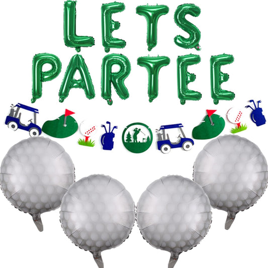 Let's Partee Golf Party Balloons Decorations Banner Men Boys Birthday Decoration Sport Themed Party Supplies Foil Mylar Golf Ball Balloons for Birthday Baby Shower Retirement Party (Green)