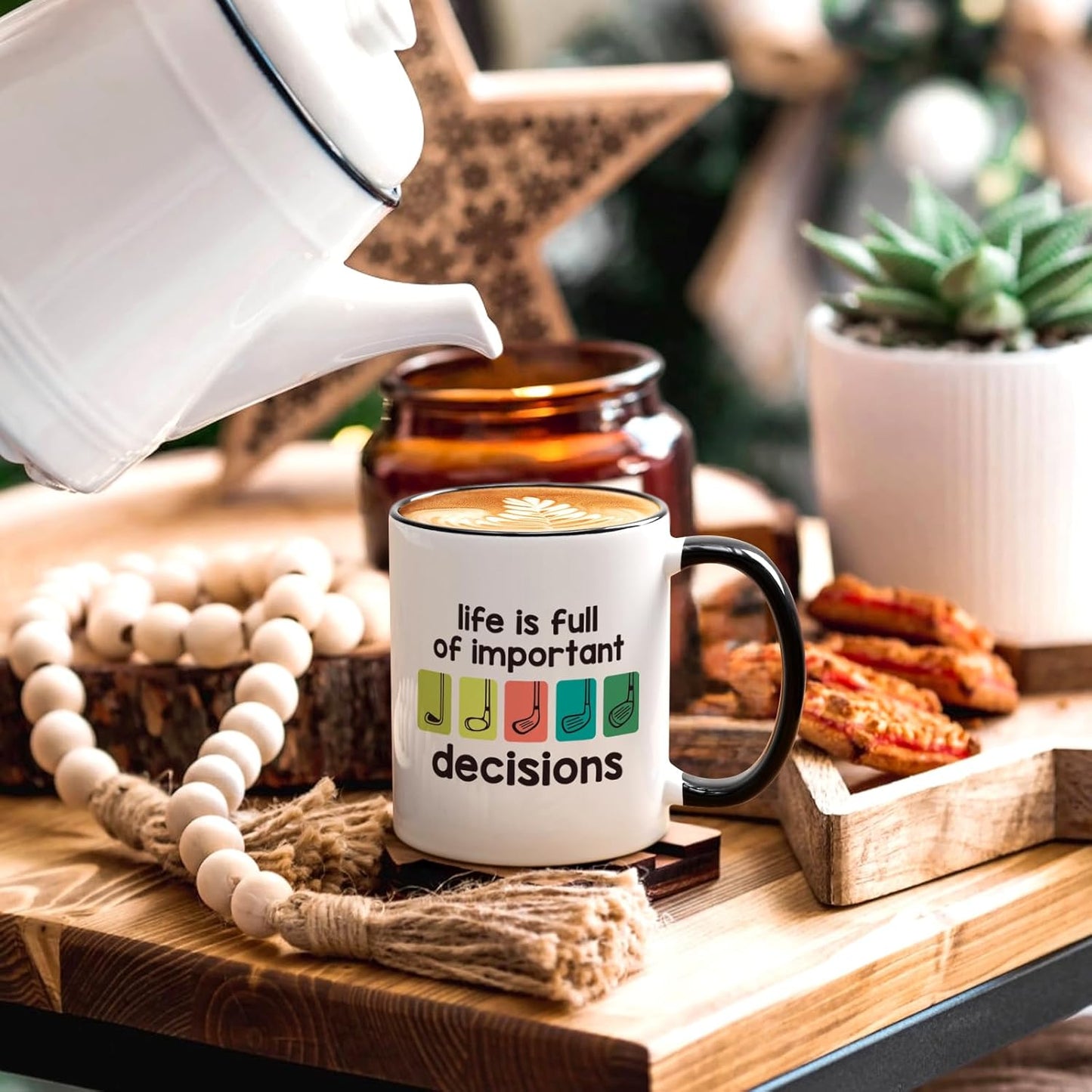 Maustic Golf Gifts for Men, Gifts for Golfers, Life is Full of Important Decisions Golf Mug, Fathers Day Golf Gifts for Dad, Golf Coffee Mug, Funny Christmas Golf Gifts for Dad Uncle Friends, 11 Oz