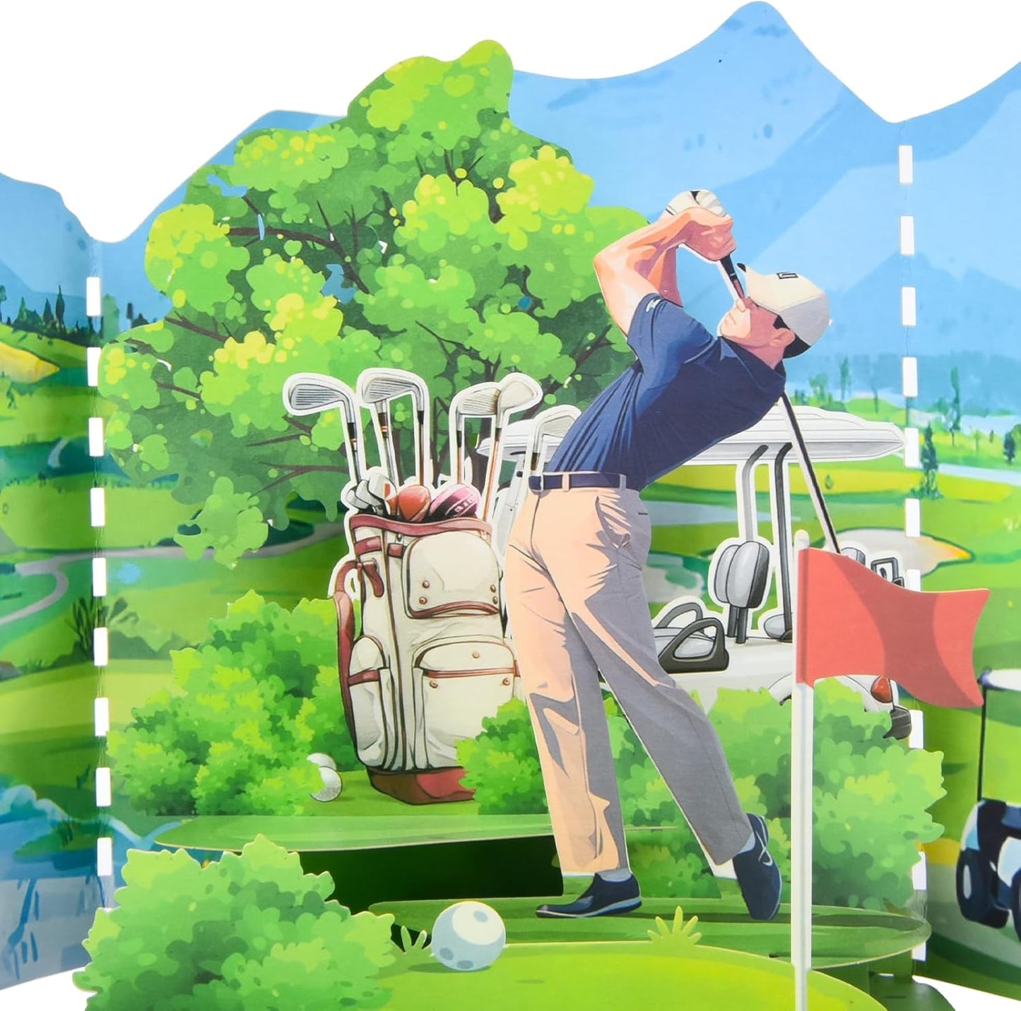 Joyvine 3D pop-up T-shaped unfolded greeting card, hollowed out paper carving occasion Golf Course design, suitable for Business greeting card to anyone on special occasions - with envelope and blank labe